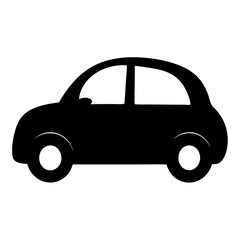 Simple Black Silhouette of a Two Door Compact Car Isolated on White