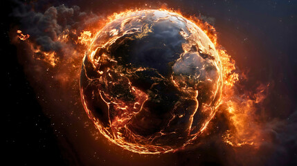 Chaos  planet Earth plunged into a global crisis, the heating of the Earth with droughts, ecological nature, eco-awareness.
