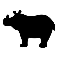 Silhouette of a robust rhinoceros standing calmly on a white background