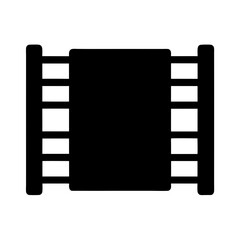 Black and white vector icon representing a section of film reel
