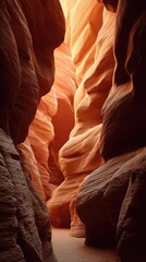 Sunlit sandstone canyon passage