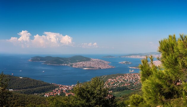 burgazada island and marmara sea scenic view from yucetepe hill on buyukada island adalar turkiye