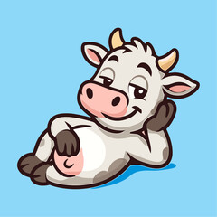 Cow Cartoon Mascot Enjoying Cow Illustrations
