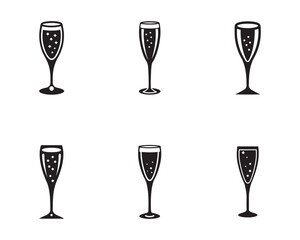Elegant Champagne Flutes Illustration Black and White Celebration Ready Graphic Design Element