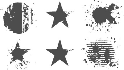 Handmade star brush texture with grunge spray paint elements. Spray painted star brush strokes with grunge hand drawn details. 
