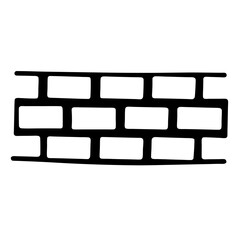 Hand Drawn Illustration of a Black Brick Wall in Two Horizontal Layers