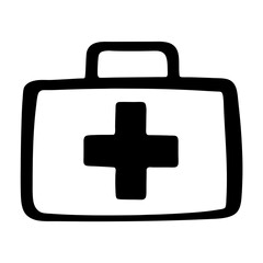 Obraz premium Simple monochrome first aid kit icon illustration for medical assistance