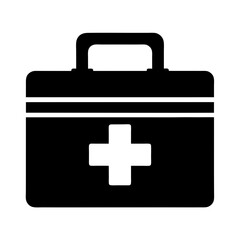 Simple black and white first aid kit icon, vector illustration design
