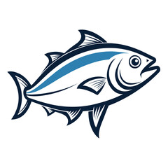 Stylized blue fish outline with clean lines perfect for aquatic themes and marine life designs isolated on white background