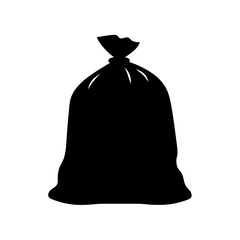 Naklejka premium A simple black silhouette of a closed and tied trash bag