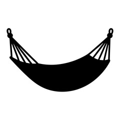 Silhouette of a hammock hanging, evoking relaxation and summer vibes on vacation