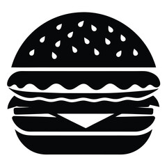 Classic hamburger silhouette graphic a simple and recognizable food icon perfect for menus branding or culinary themes isolated on white background