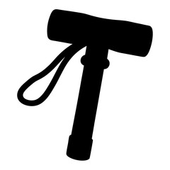 Black silhouette of a T handled walking cane with wrist strap