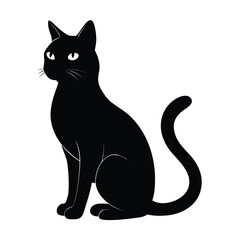Elegant silhouette of a cat in a graceful pose isolated on white background for versatile design applications