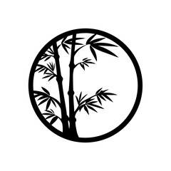 Bamboo tree silhouette, Asian style vector