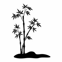 Bamboo tree silhouette, Asian style vector