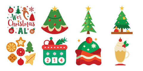 Christmas holiday icon set with Santa Claus snowman tree and gift elements