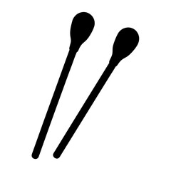 Two black cotton swabs isolated on a white background cleanliness concept