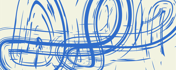 Grunge grainy blue brush stroke with spray texture. Hand drawn distress damaged vintage banner with zigzag bold line. Rough thick brush stroke texture. Spray paint effect vector background. eps10