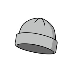 Fototapeta premium Vector illustration of a cozy gray beanie hat