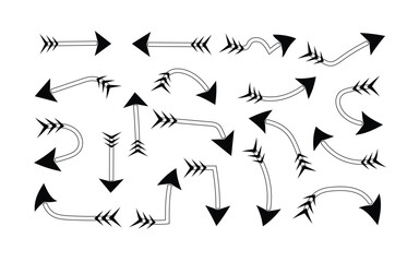  Set of diverse black arrow vectors

