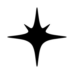 Abstract Star Symbol in Black Silhouette on White Background Illustration