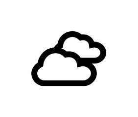 Simple black and white illustration depicting two fluffy clouds against a plain white background.