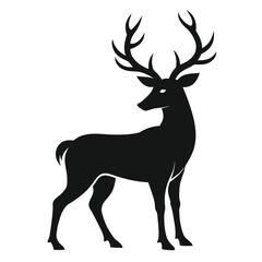 Elegant deer silhouette illustration a graceful wild animal captured in a clean minimalist design isolated on white background