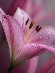 Fototapeta premium Close-up view of a delicate pink lily.