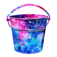 Watercolor bucket with a galaxy design