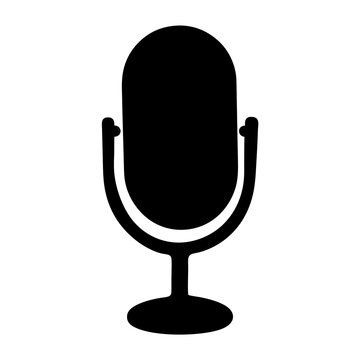 recommend clip art: Simple black and white microphone icon for audio recording and podcasting