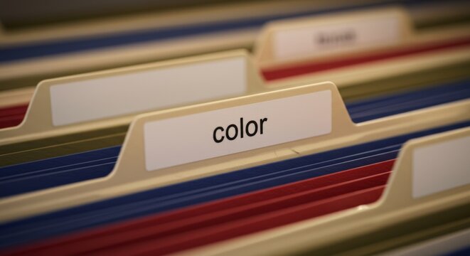 Organized color-coded file folder system offering an efficient categorization method