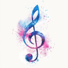 Abstract treble clef in soft pastel colors