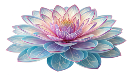 Futuristic Blue Lotus Flower with Veined Petals – 3D Abstract Botanical Art