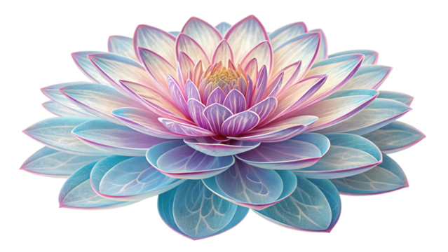 Futuristic Blue Lotus Flower with Veined Petals – 3D Abstract Botanical Art