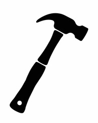 Black and White Image of a Hammer Tool Isolated on White Background for Construction or DIY Projects Crafts and Home Improvement