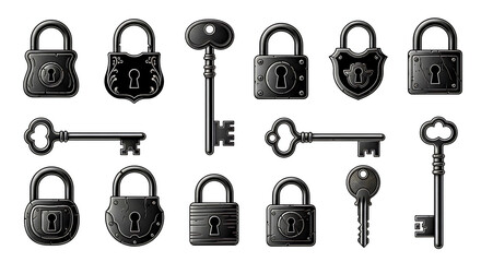 Antique locks and keys collection metal vintage