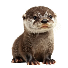 Cute river otter posing playfully in a natural habitat setting during daylight hours