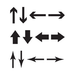 Fototapeta premium Collection of diverse directional arrow designs in up, down, left, and right orientations, including square, diamond, and pointed styles for versatile interface use.