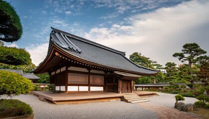 hasedera temple with wooden structure black roof and latnern among garden