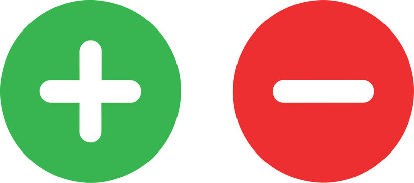 Plus and minus icons, green add and red remove buttons for choice.