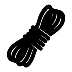 Graphic illustration of a wound spool of rope, in black and white