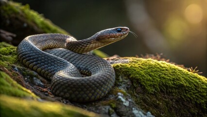 Obraz premium A striking snake coiled.