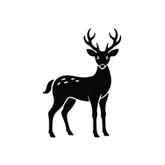 Silhouette a deer with antlers spots on animal wildlife