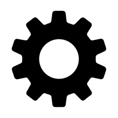 Silhouette of a Black Gear Isolated on a White Background Vector Art