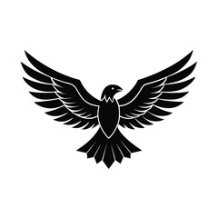 Fototapeta premium Silhouette a majestic eagle with spread wings fanned tail bird flying