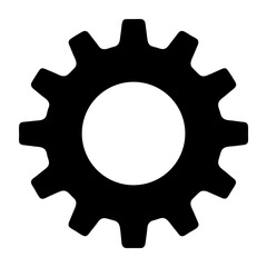 Simple black and white gear wheel vector graphic isolated on white background