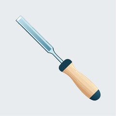 Naklejka premium Wood Chisel with Wooden Handle on Light Grey Background