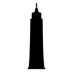 Silhouette of a Tall Skyscraper Against a White Background, Urban Landmark