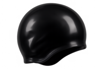 Black swim cap isolated on transparent background, ideal for athletes and recreational swimmers